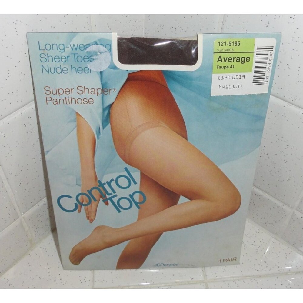 Vintage JC Penney Super Shaper Taupe Pantihose Average nylon sissy pantyhose